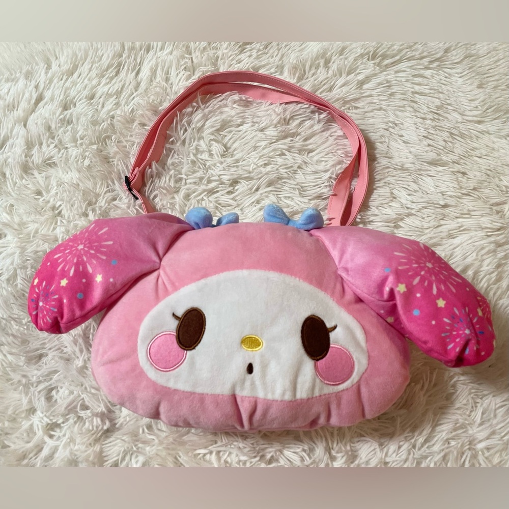 RARE Sanrio My Melody Face Head Plush Shoulder Bag Purse Japan Kawaii Pink 2023
